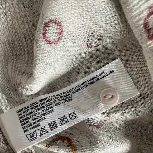 Fat Face Blouse Top UK 10 Ivory Natural Multi Floral Print Button Back Boho - Picture 11 of 12